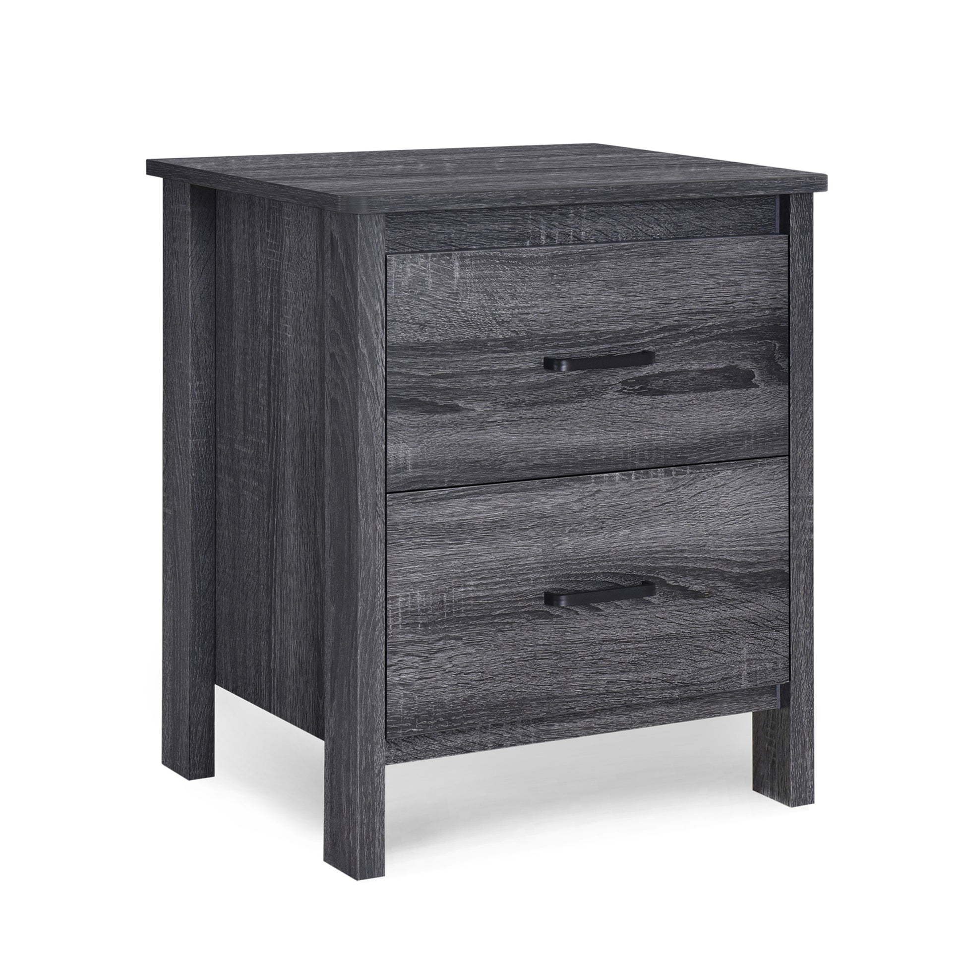 Toolless Assembly Nightstand Dark Grey Mdf