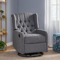 Classic Design, Manual Recliner Chair With 360 Degree Swivel Charcoal Fabric