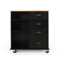 Provence Kitchen Cart With 2 Drawers 1 Door Black Wood