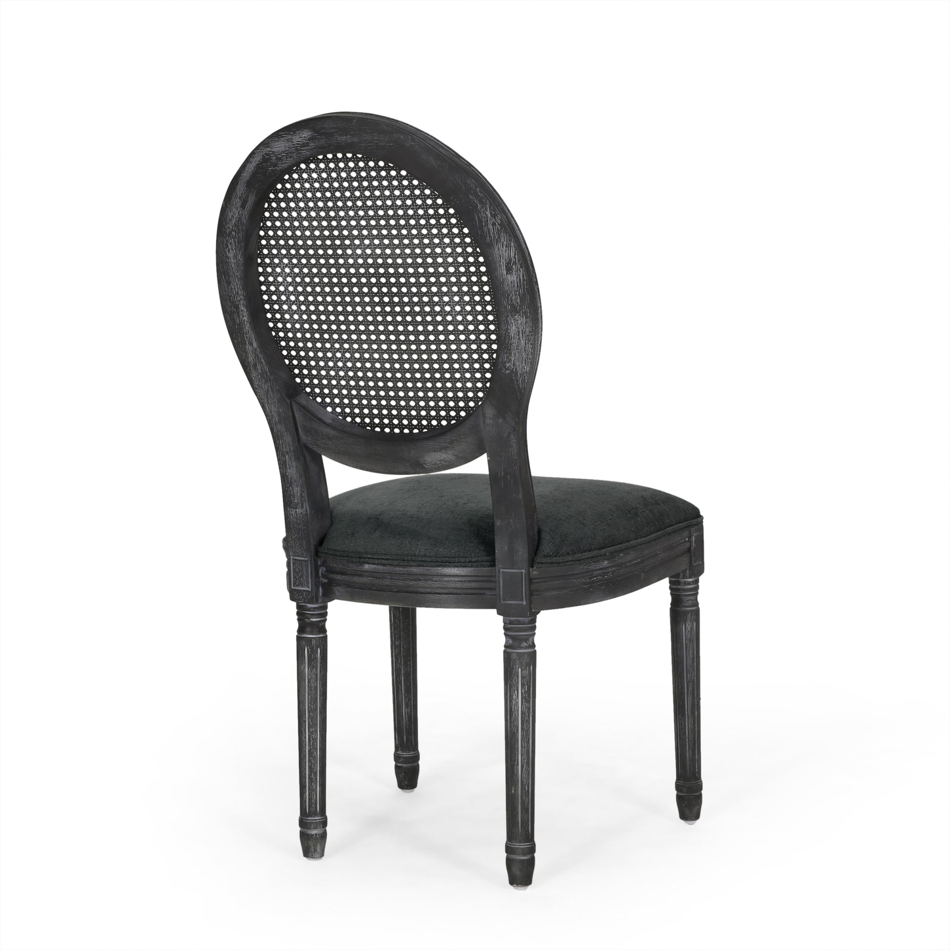 Dinning Chairs Mp2 Set Of 2 Grey Wood Fabric Rattan