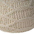 Malibu Knitted Wool 20 X 20 Round Pouf Cream Wool