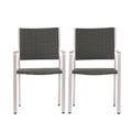 Cape Coral Outdoor Wicker Dining Chairs With Aluminum Frames, 2 Pcs Set, Grey Grey Aluminium