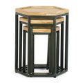 He X Agan Set Of 3 End Table Natural Metal & Wood