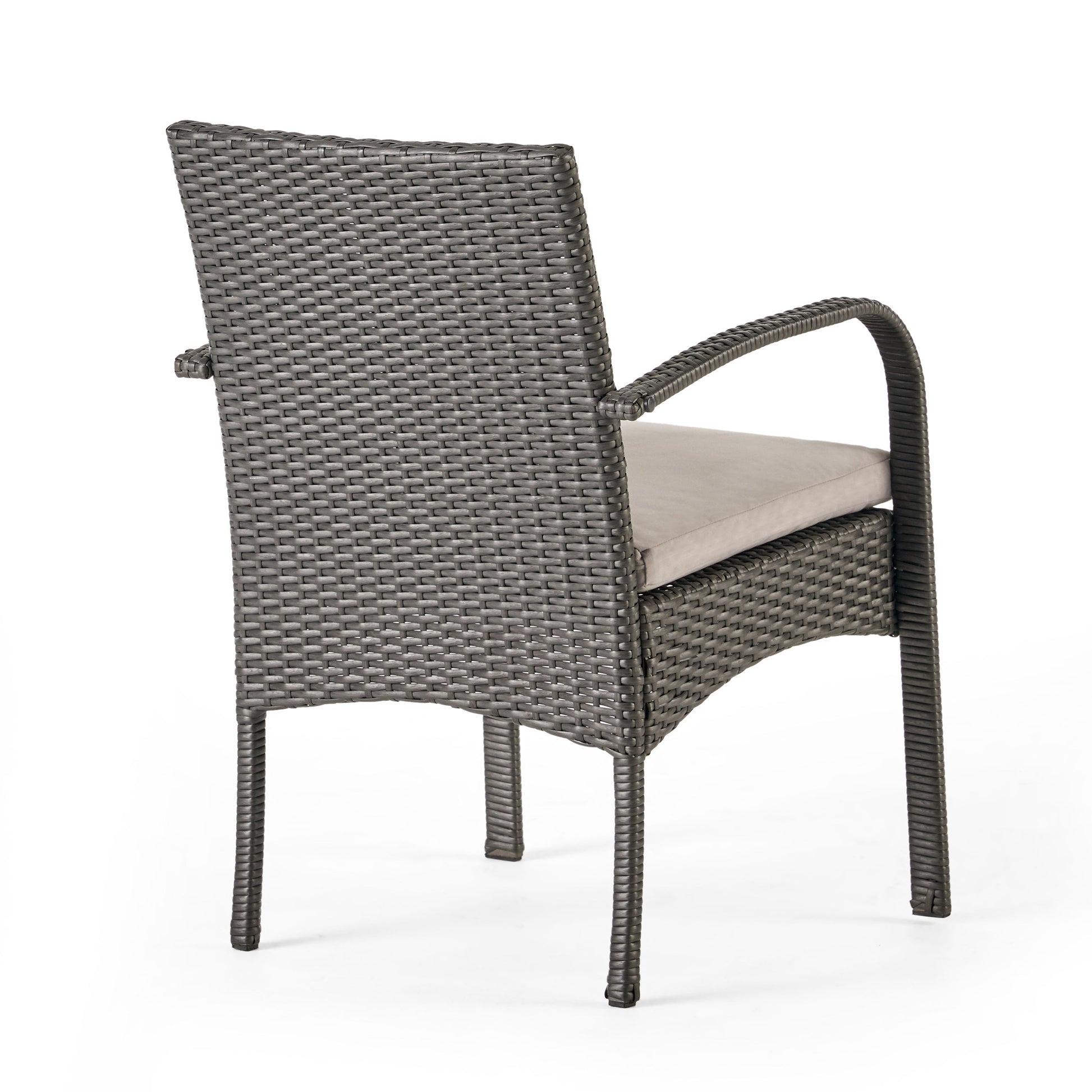 Cordoba Kd Pe Wicker Dining Chair Set Of 2 Pcs Grey Pe Rattan Iron Waterproof Fabric