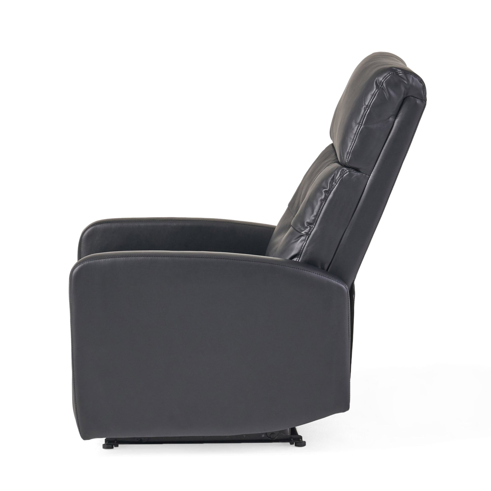 26" Wide Faux Leather Manual Standard Recliner Black Pu