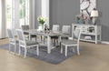 Canova 5 Piece Dining Set Gray Marble Silver White Wood