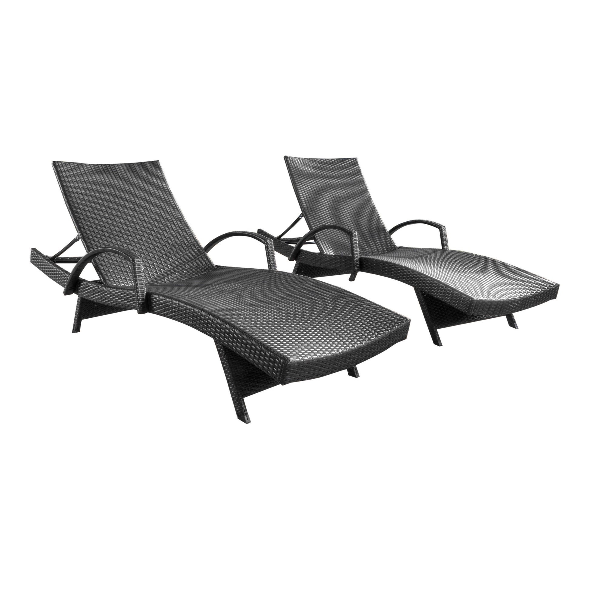 Salem Pe Wicker Chaise Lounge With Arm Grey Rattan