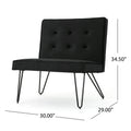 Chair Armless Modern Black Velvet