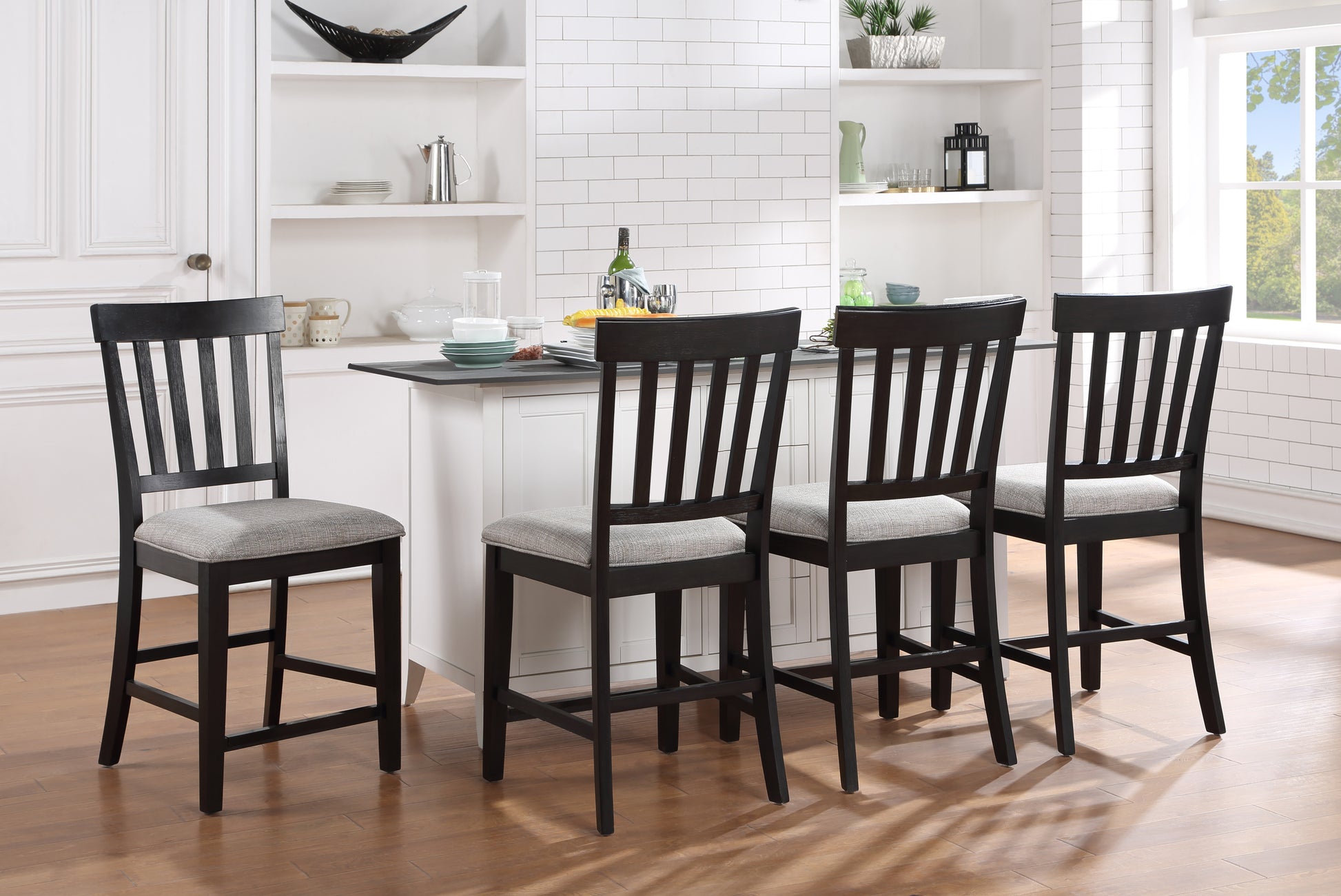 Halle Counter Chair Set Of 2 Dark Brown Dark Brown Wood