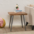 Parquet Side Table Honey Wood Metal