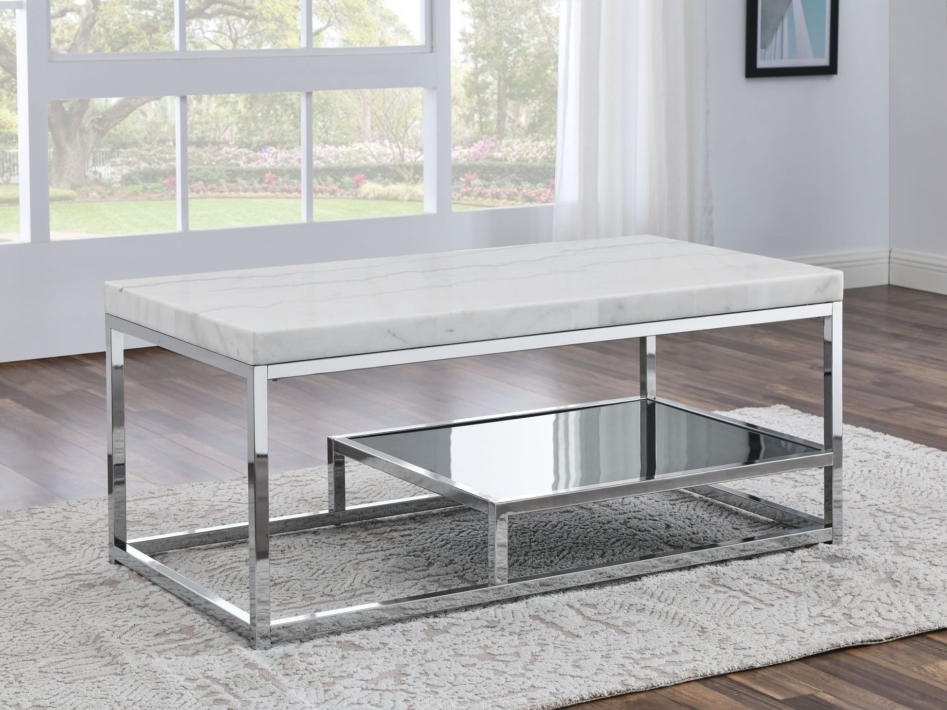 Aston White Marble Top Coffee Table White White Marble