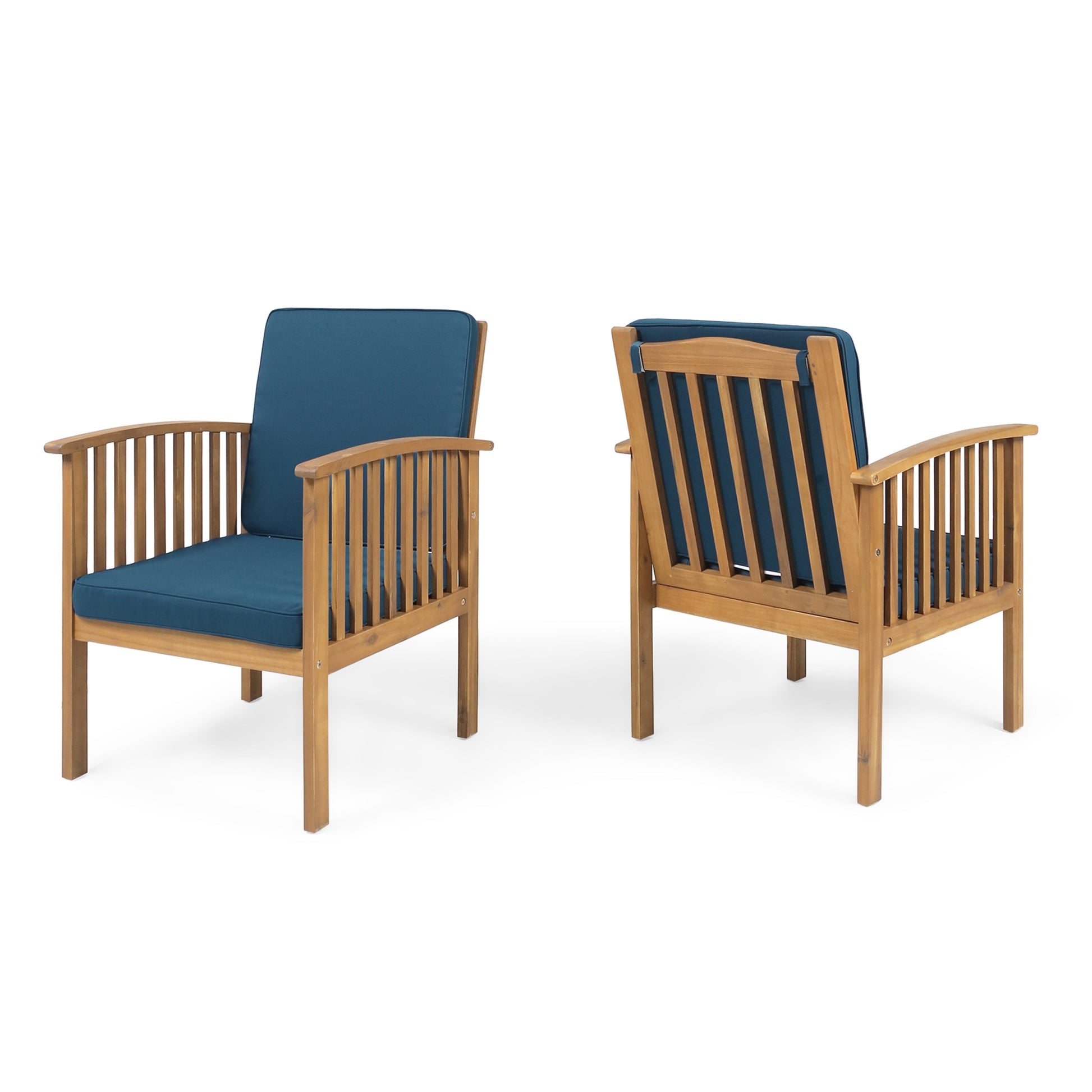 Casa Acacia Club Chair Mp2 Set Of 2 Brown Wood Waterproof Fabric