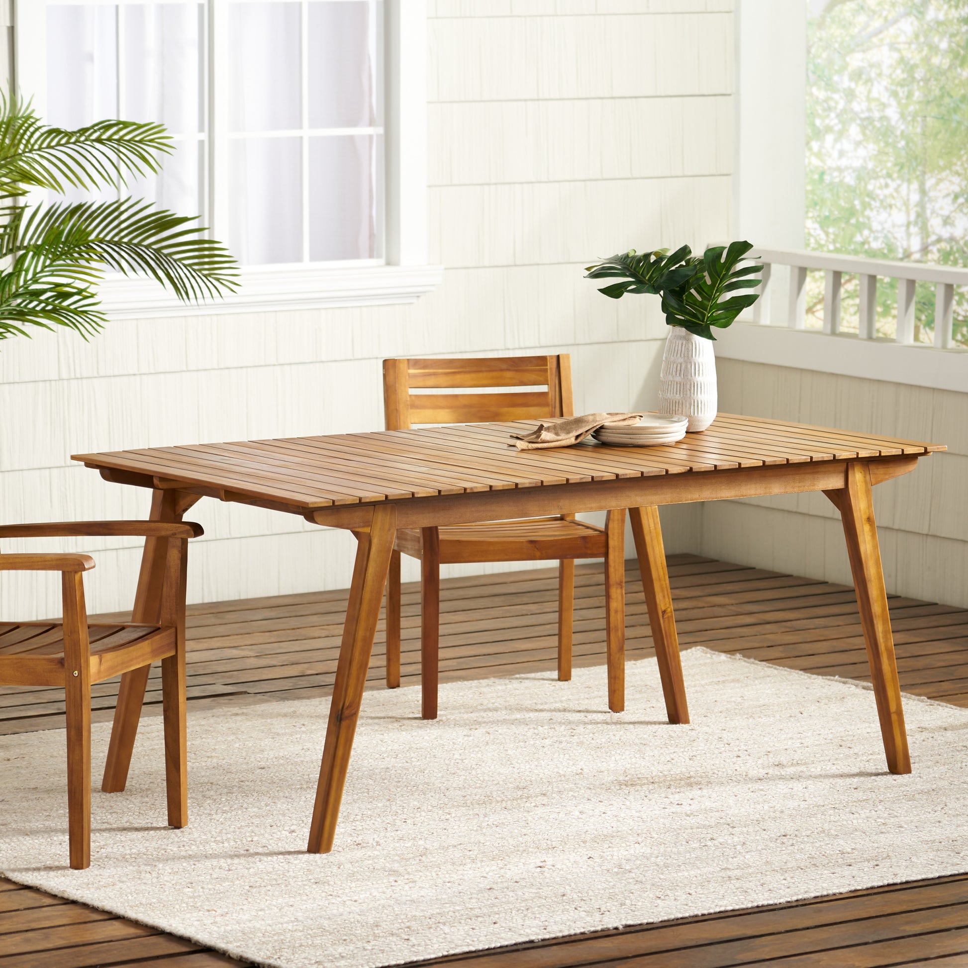 Outdoor 69" Solid Wood Dining Table Teak Acacia Wood