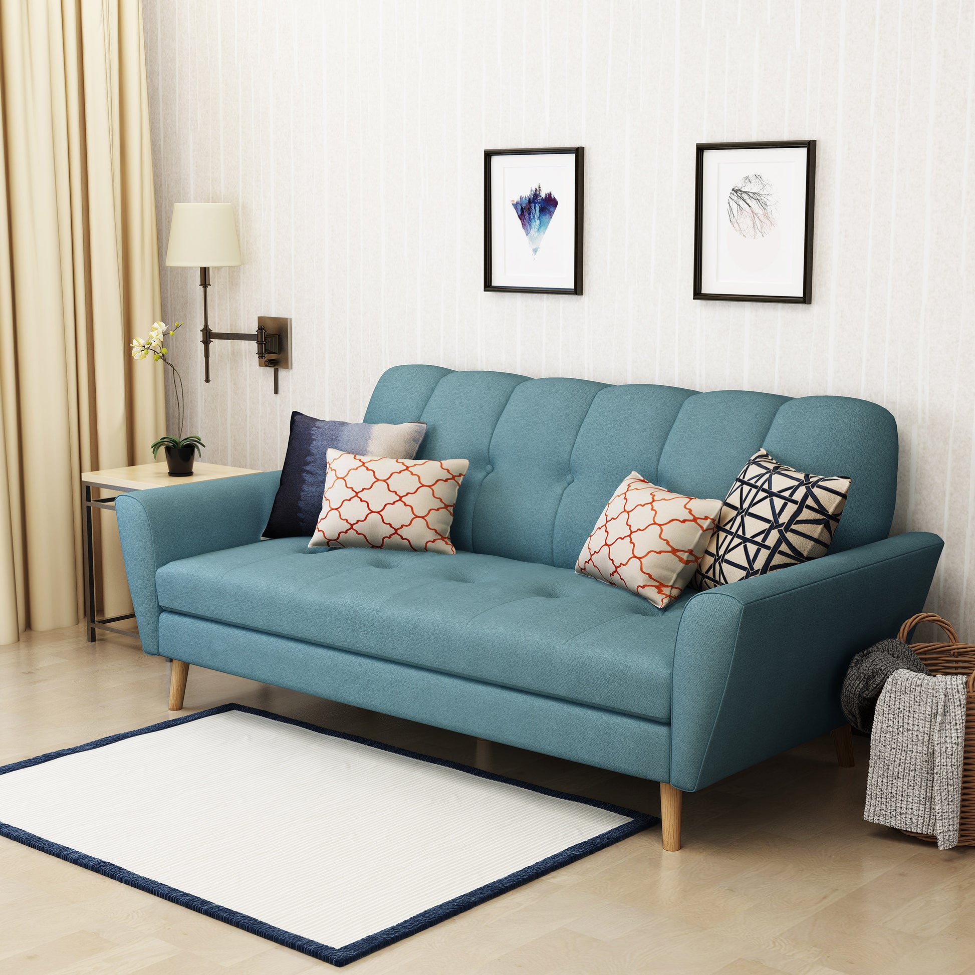 Sunnydale 71.3" Flared Arm Sofa Blue Fabric