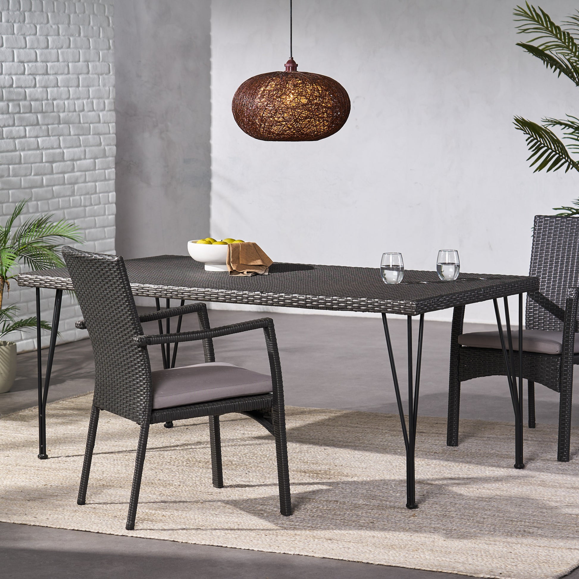 Bedford Rectangular Dining Table Grey Rattan