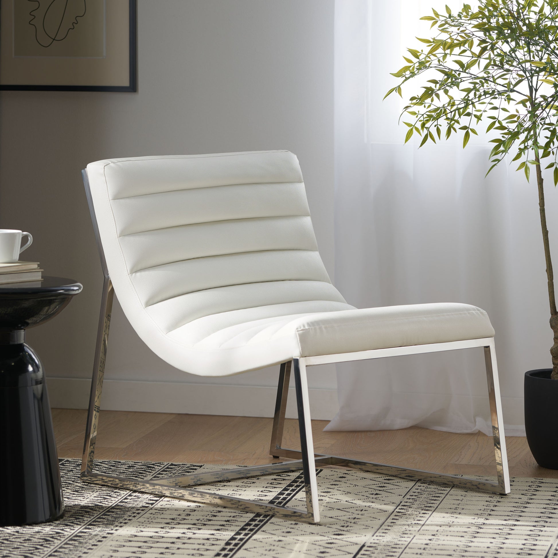 Wilmouth Roll Occassional Chair White Metal & Wood