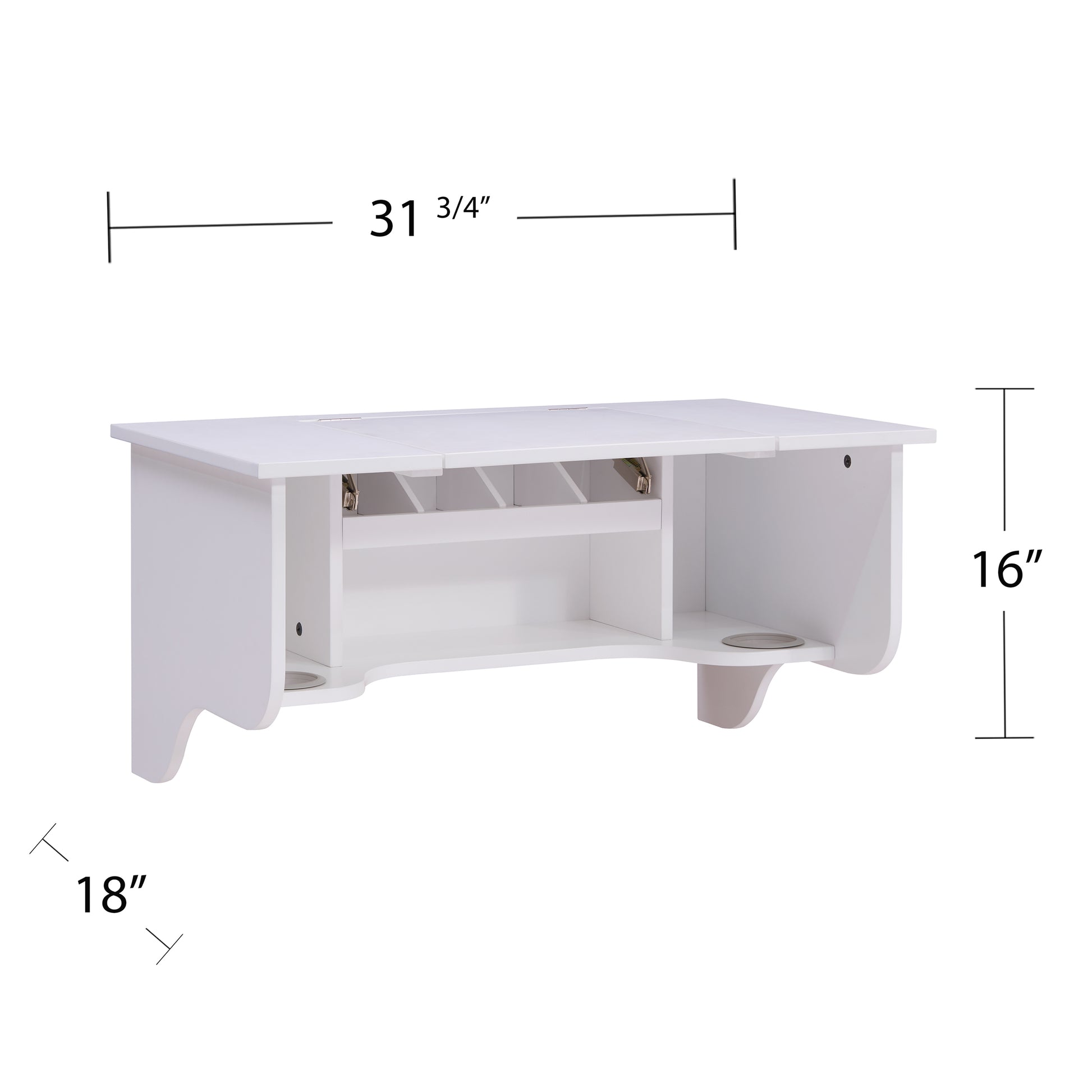 Wall Mount Ledge W Vanity Mirror Transitional Style White White Mdf