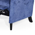 Oversized Textured Fabric Pushback Recliner, Navy Blue And Dark Brown Navy Blue Fabric