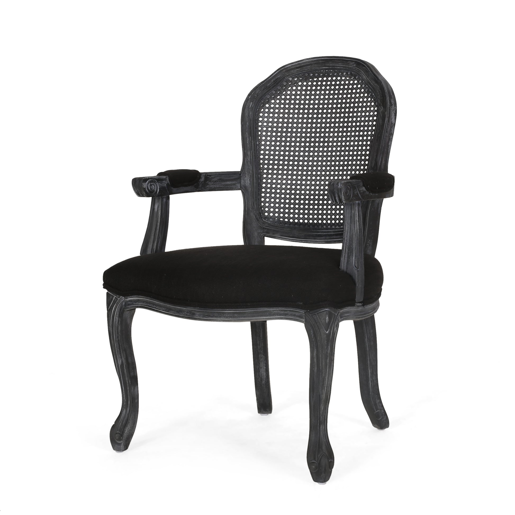 Dining Chair Black Wood Fabric