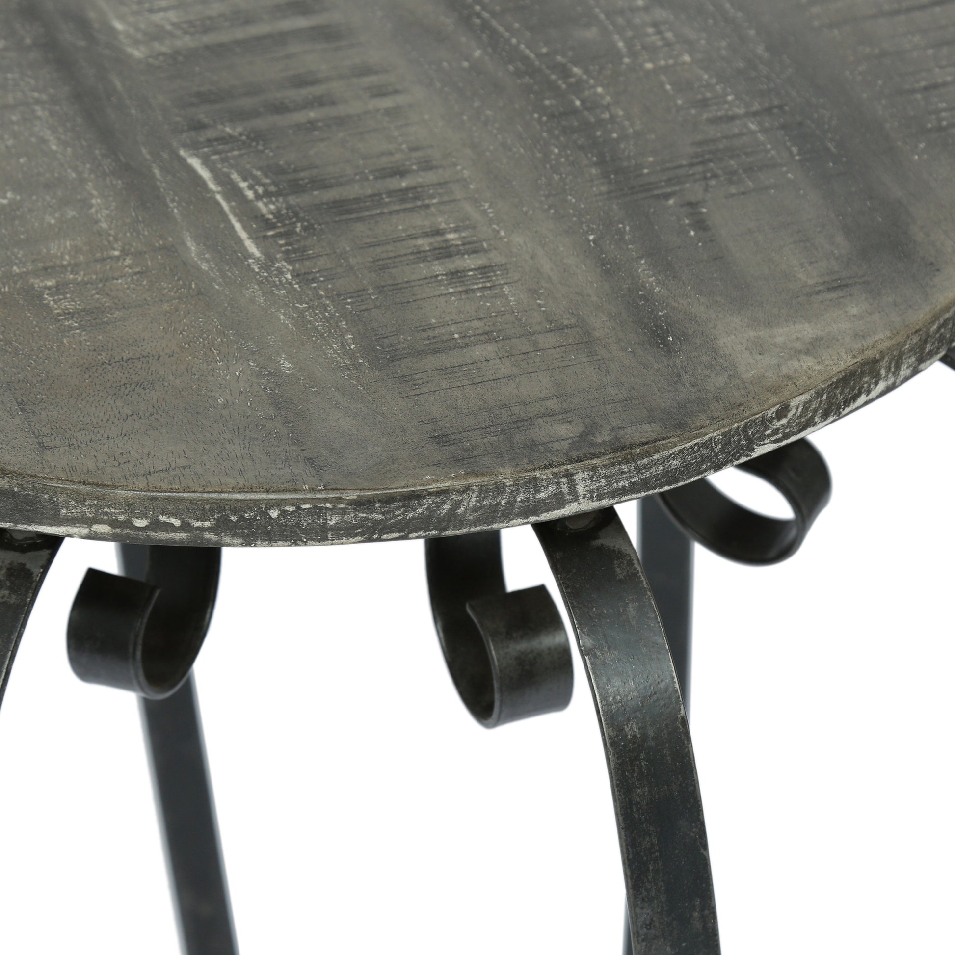 End Table Grey Wood Metal