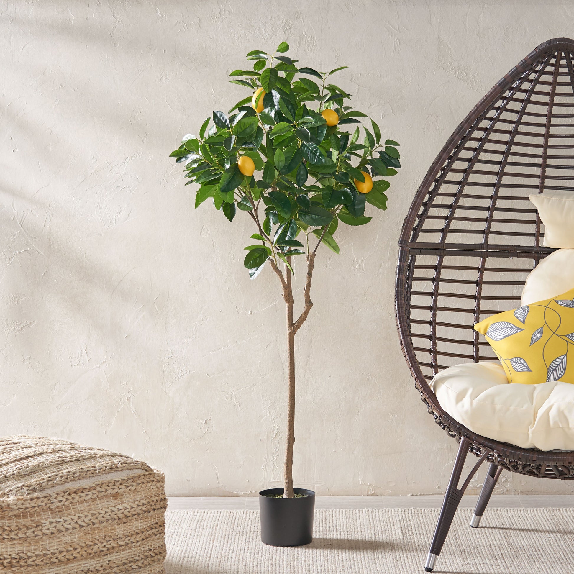 150Cm Artificial Lemon Tree Green Iron Plastic