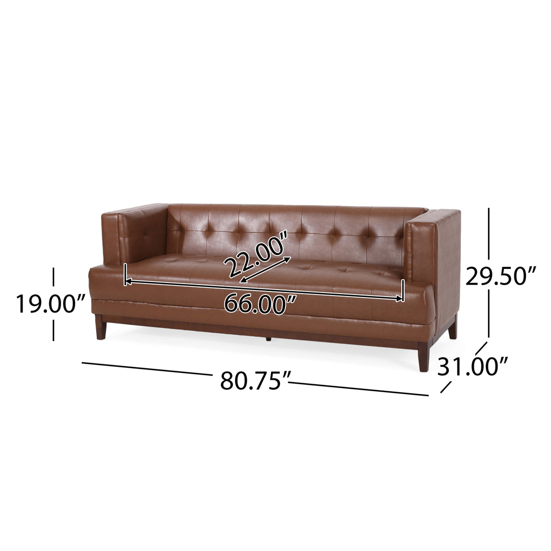 3 Seater Sofa Dark Brown Pu