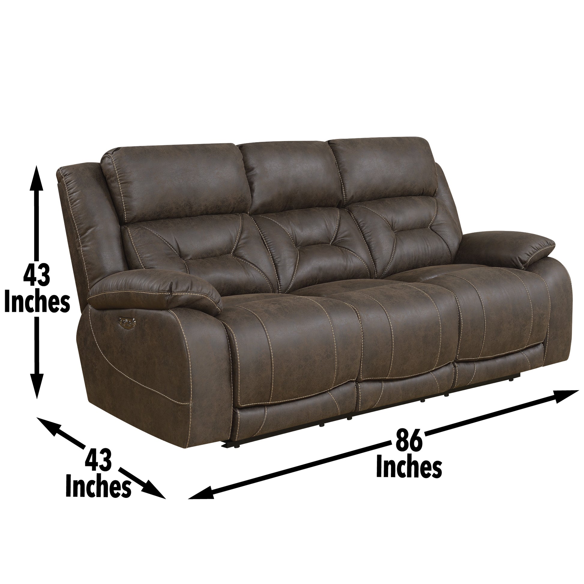 Aria Power Recliner Sofa Brown Brown Fabric 3 Seat