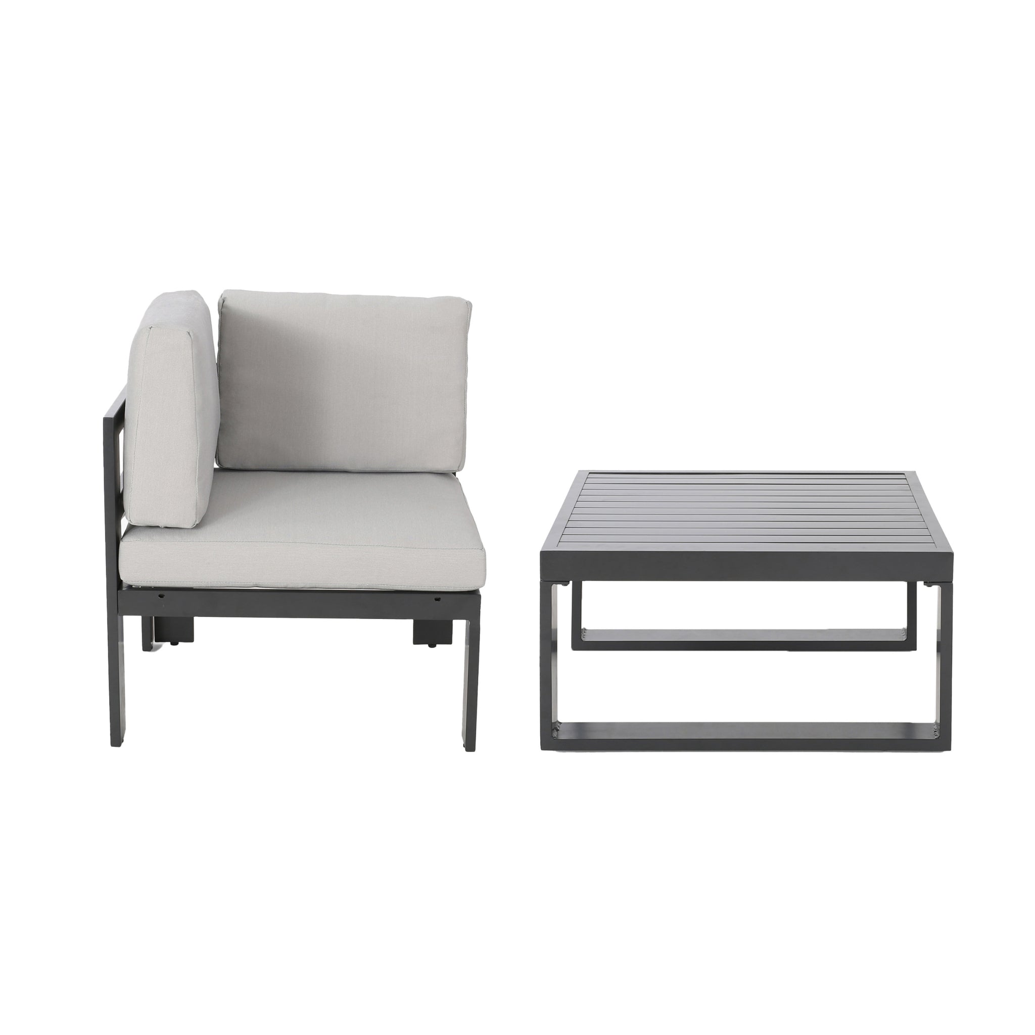 Dursley Corner & Coffee Table Grey Aluminium