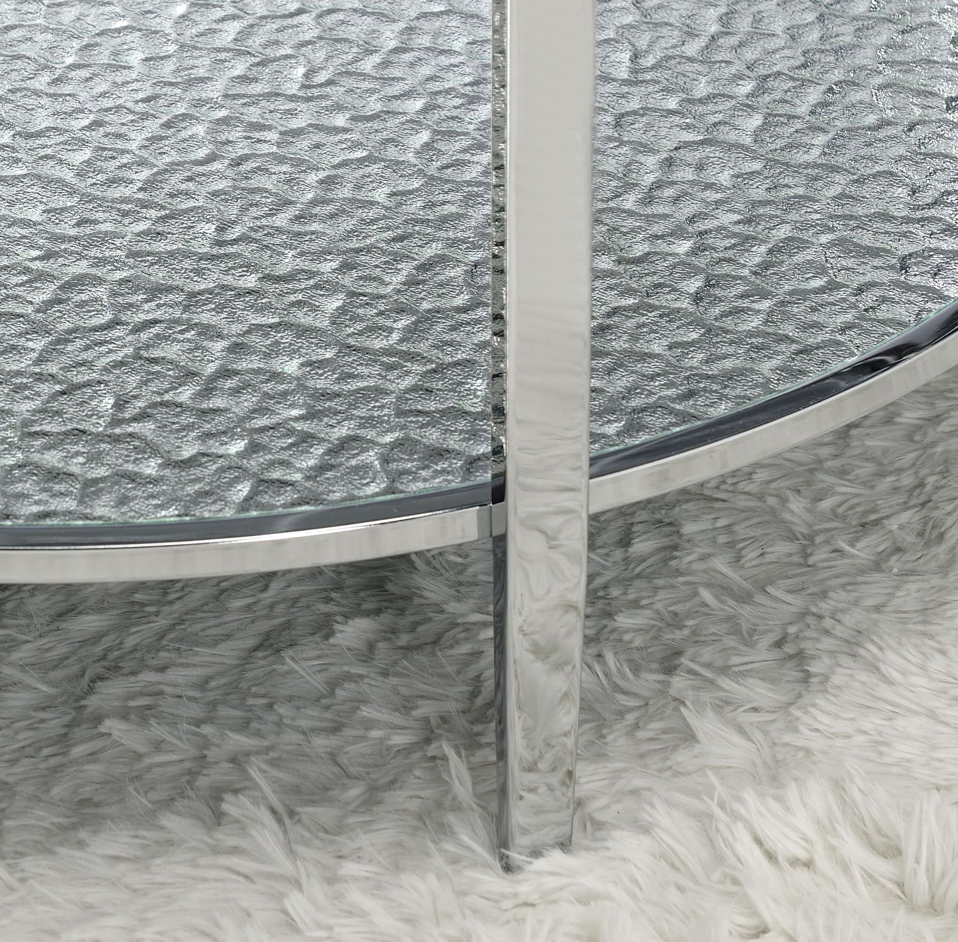 Frostine Round Coffee Table Silver Silver Metal