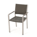 Cape Coral Outdoor Wicker Dining Chairs With Aluminum Frames, 2 Pcs Set, Grey Grey Aluminium