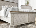 Bear Creek King Bed Whitewashed Gray King Silver White Faux Leather