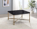 Daxton Faux Marble Top Square Cocktail Table Black Black Wood