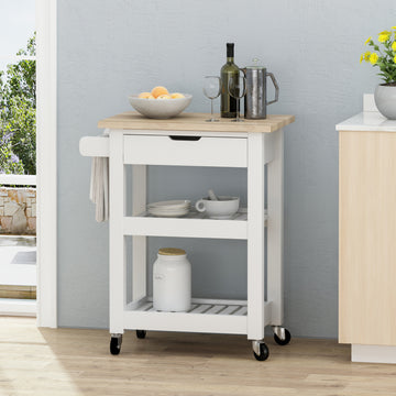 Kitchen Cart White Wood