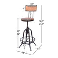 Bar Stool Natural Black Mdf Metal