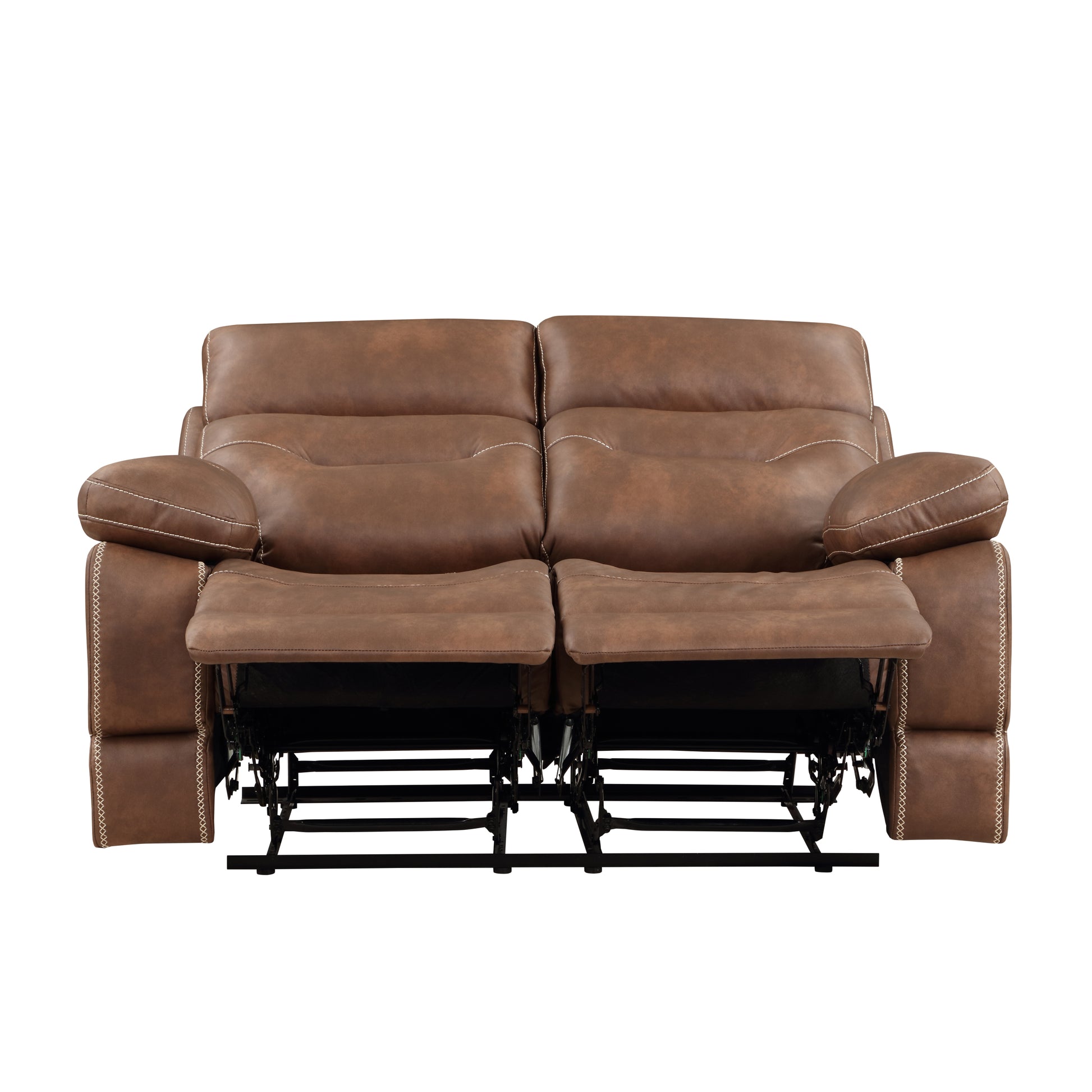 Rudger Manual Reclining Loveseat Brown Brown Wood 2 Seat