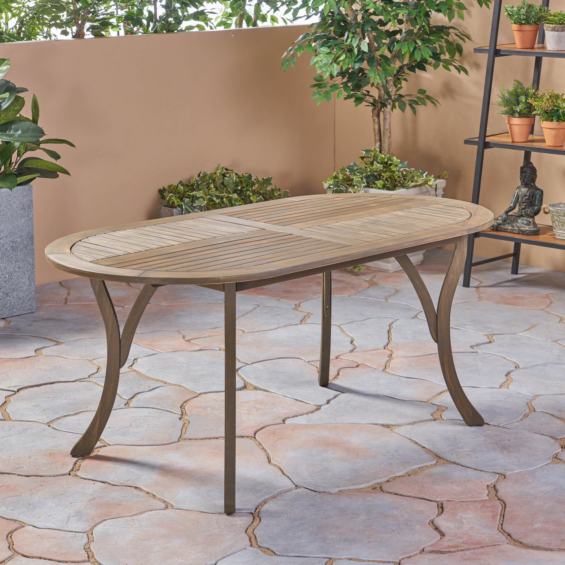Acacia Wood 70" Dining Table Grey Wood