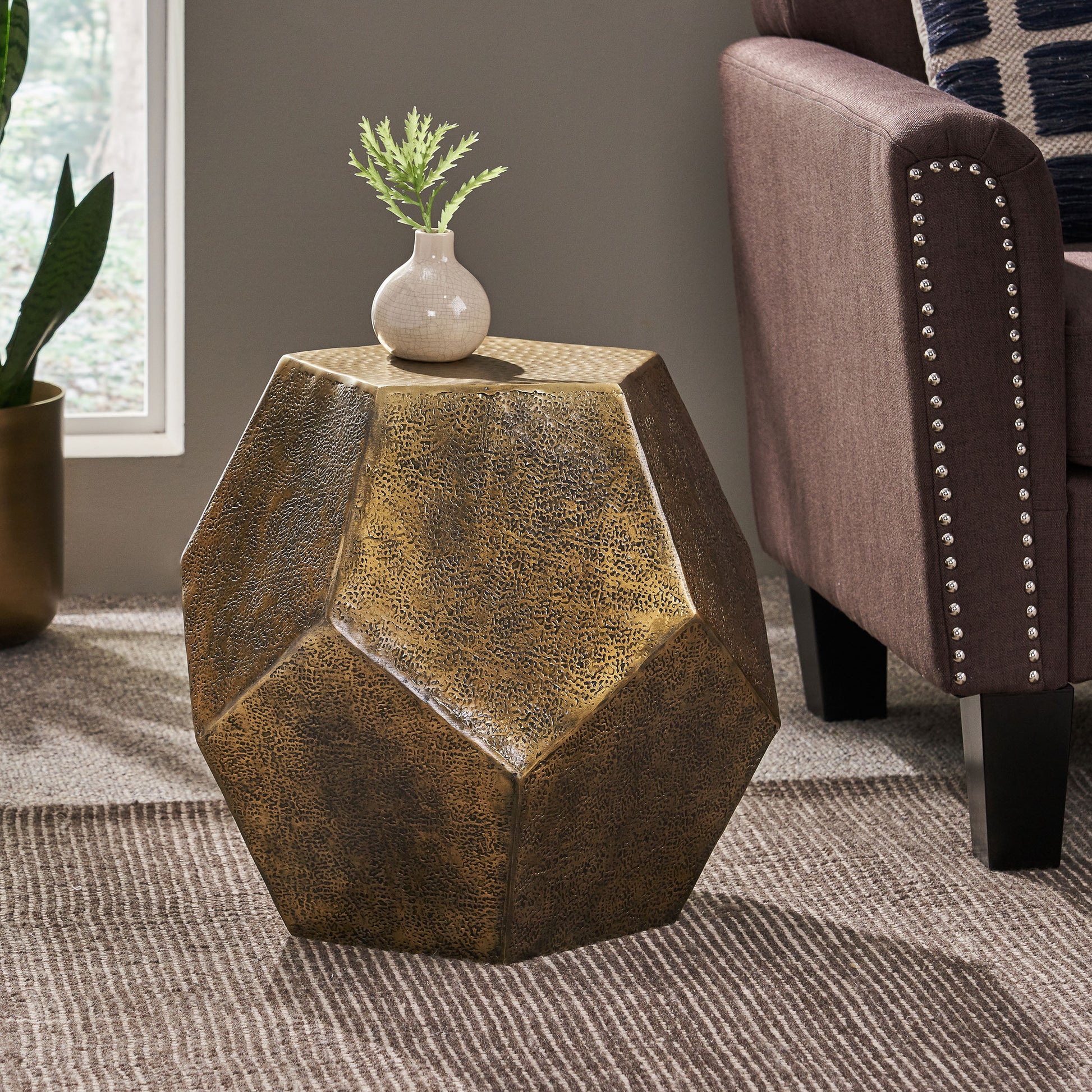 Hexagonal Table Gold Aluminium