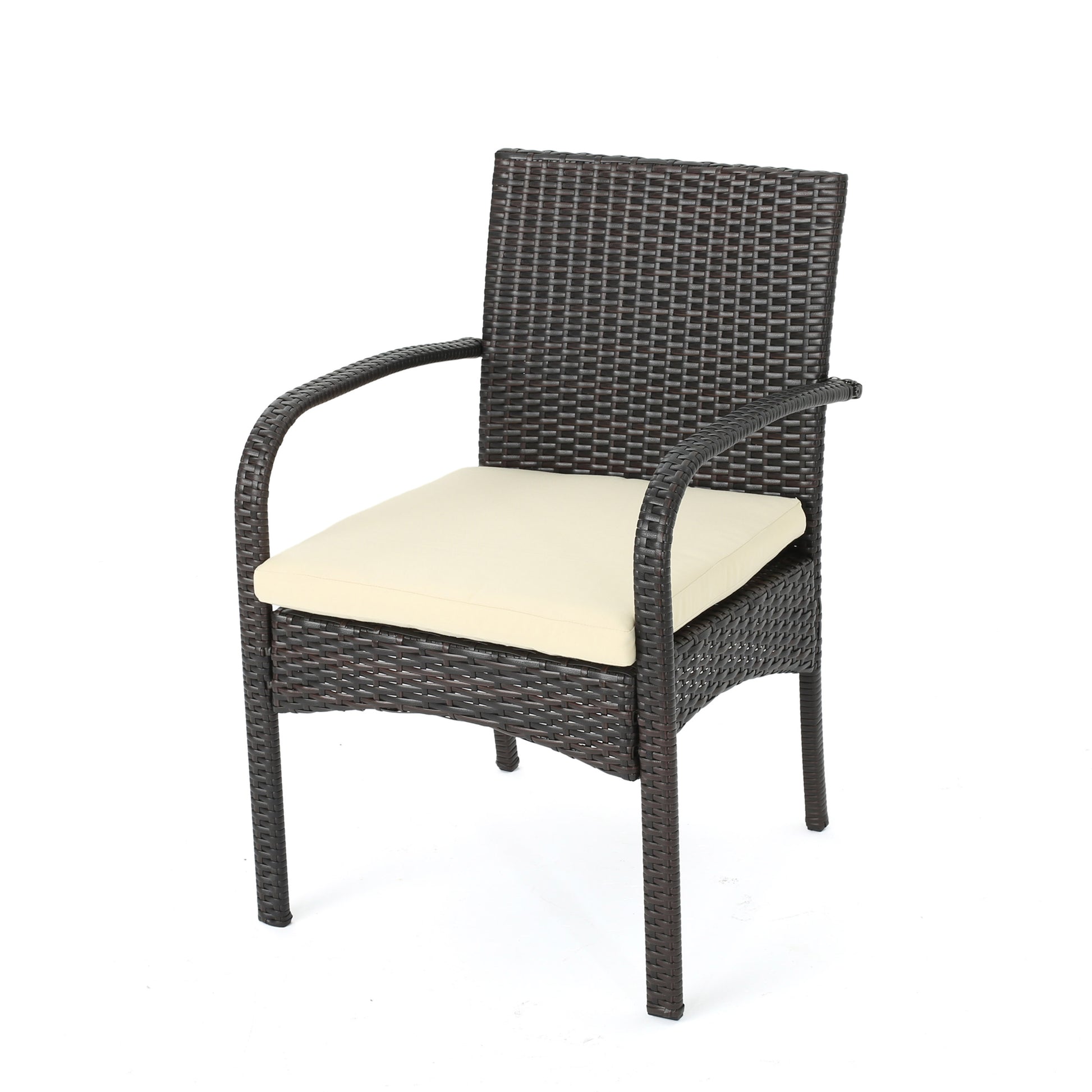 Cordoba Kd Pe Wicker Dining Chair Brown Beige Pe Rattan Iron Waterproof Fabric