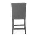 Contemporary Fabric Button Tufted 26 Inch Counter Stools, Set Of 2, Charcoal Charcoal Fabric