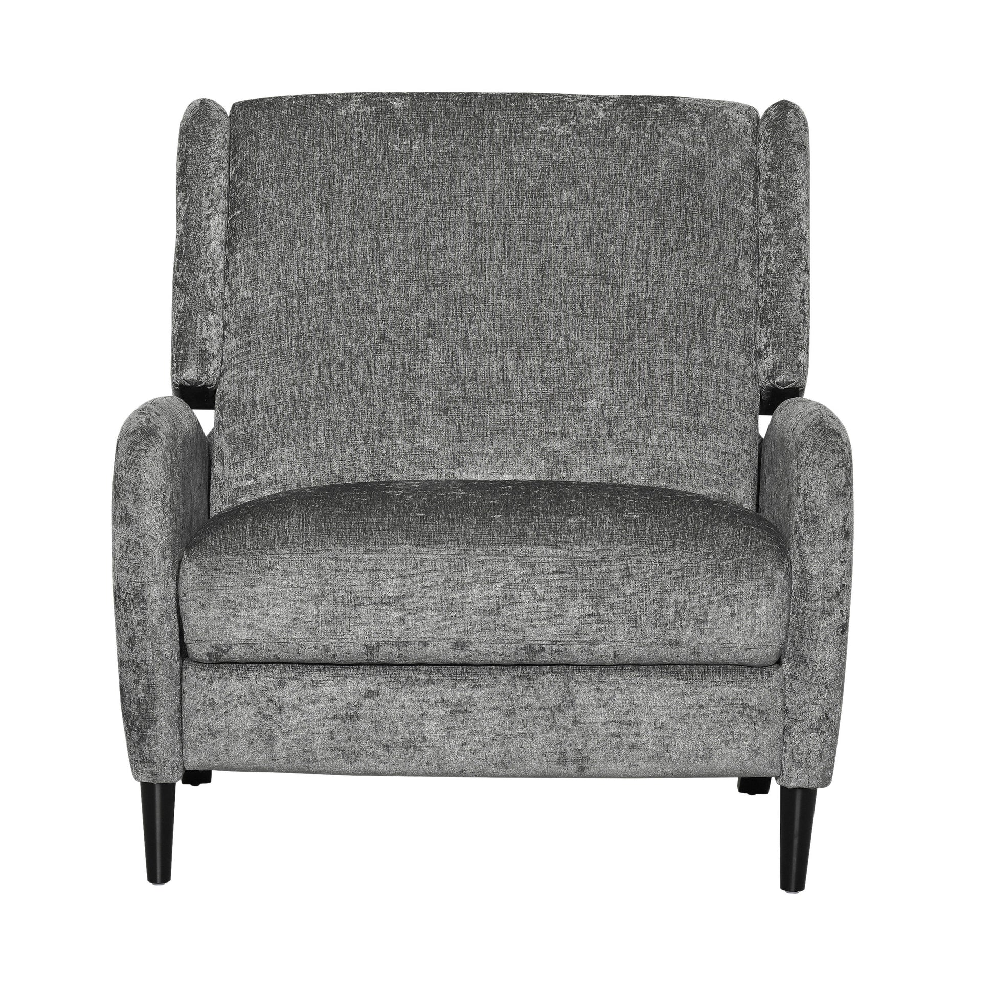 Oversized Textured Fabric Pushback Recliner, Gray And Dark Brown Grey Fabric