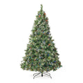 7' Cashmere And Snow Bristle Mixed Tree With 75Pine Cones And 900 Led Lights Ul,1233Tips,Dia.:59 Green Pvc