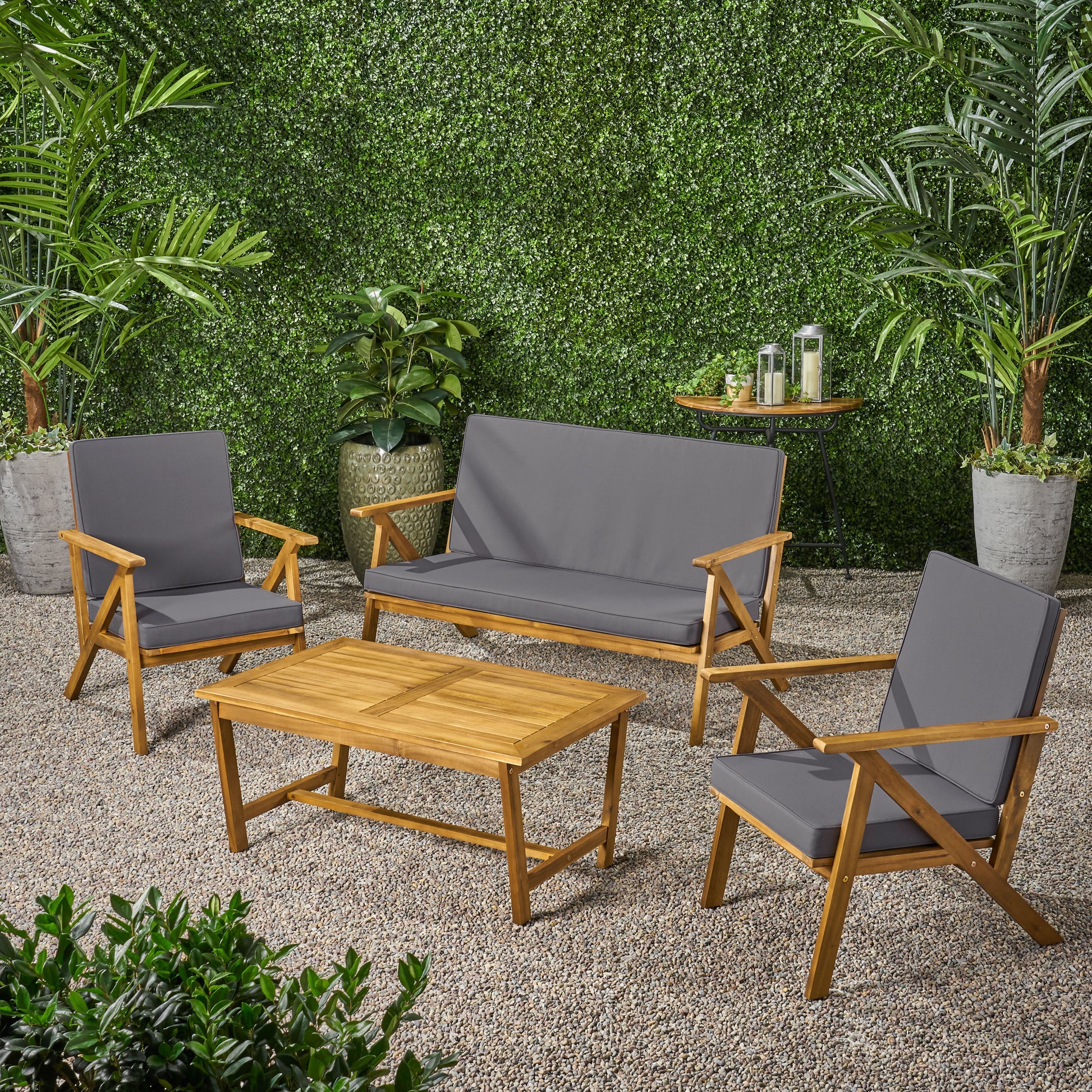 Panama 4Pc Chat Set Teak Wood Waterproof Fabric