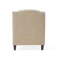 Upholstered Armchair With Ottoman Beige Fabric