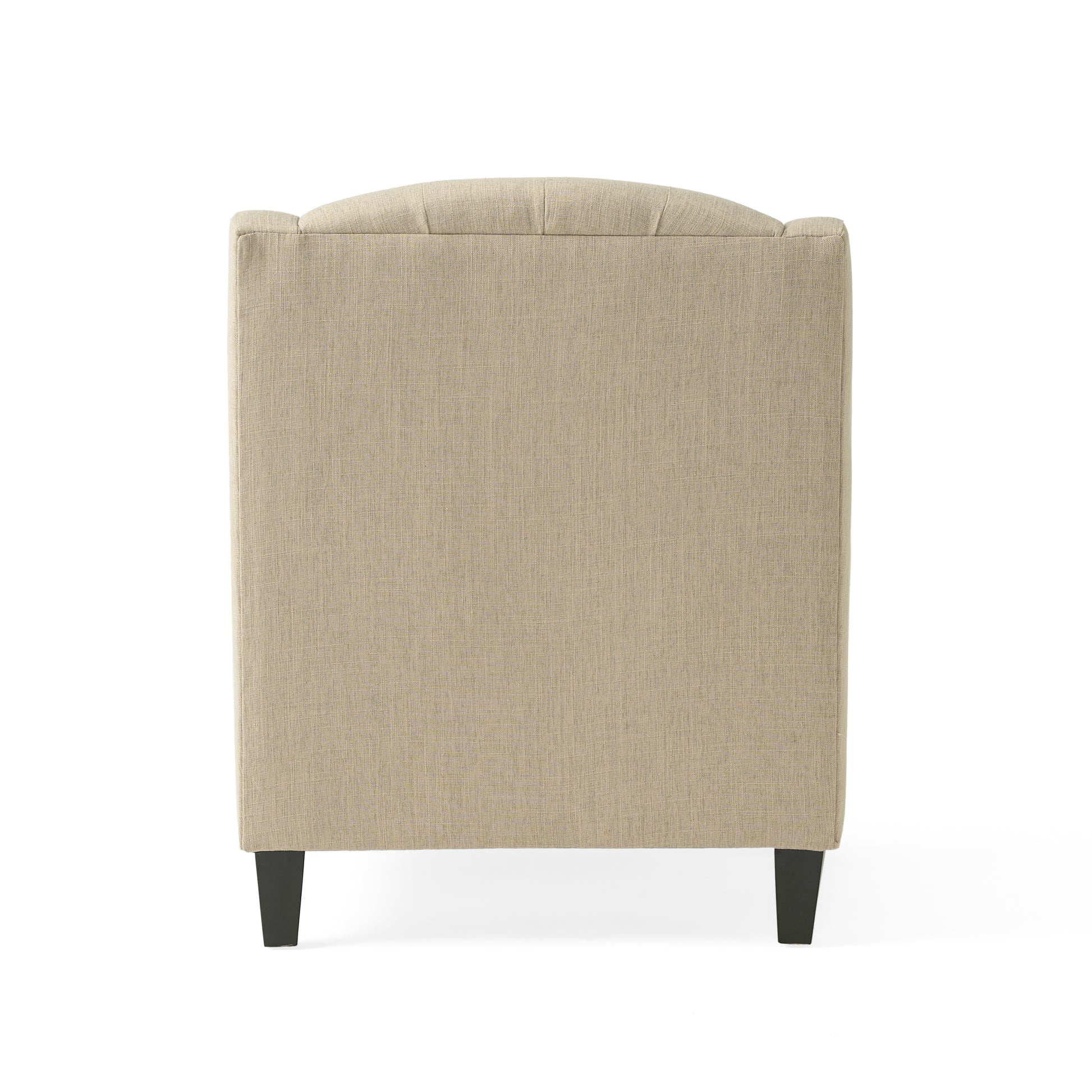 Upholstered Armchair With Ottoman Beige Fabric