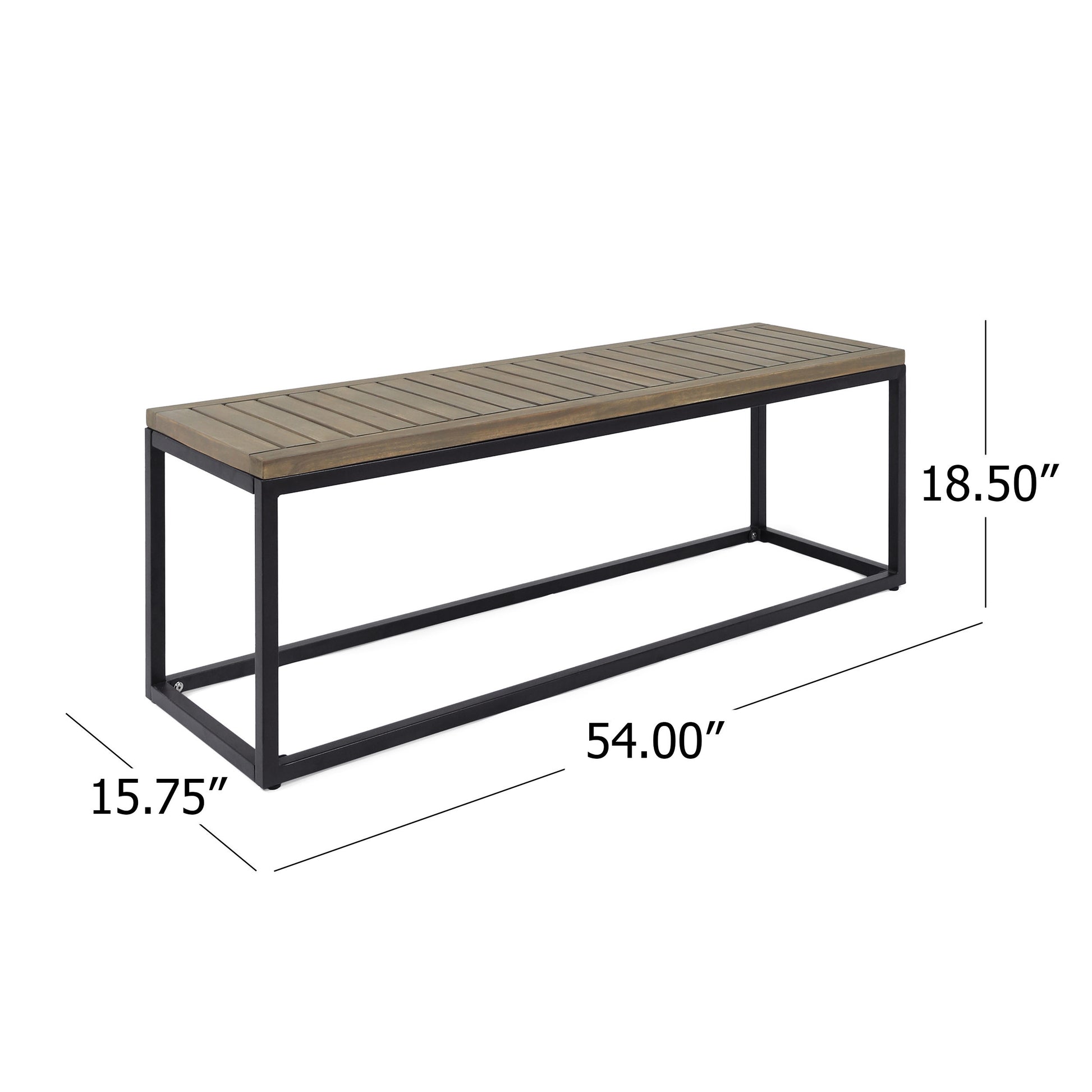 Jeco Industrial Wood And Metal Bench Grey Acacia Wood