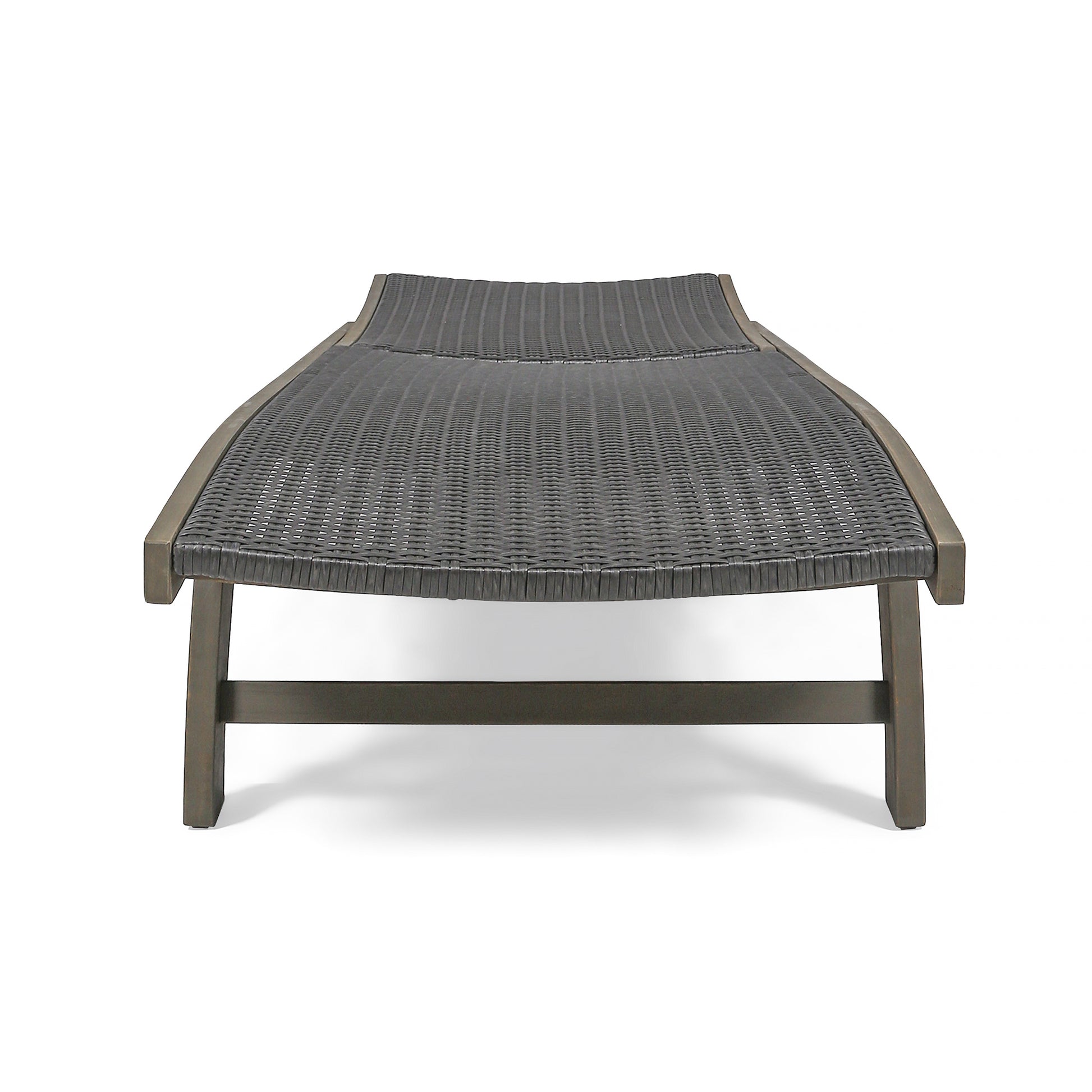 Banzai Chaise Lounge With Pull Out Tray Grey Acacia Wood