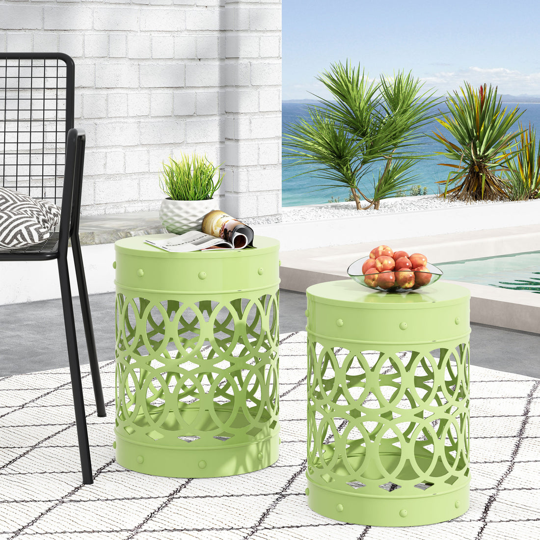 Metal S 2 End Table Green Iron