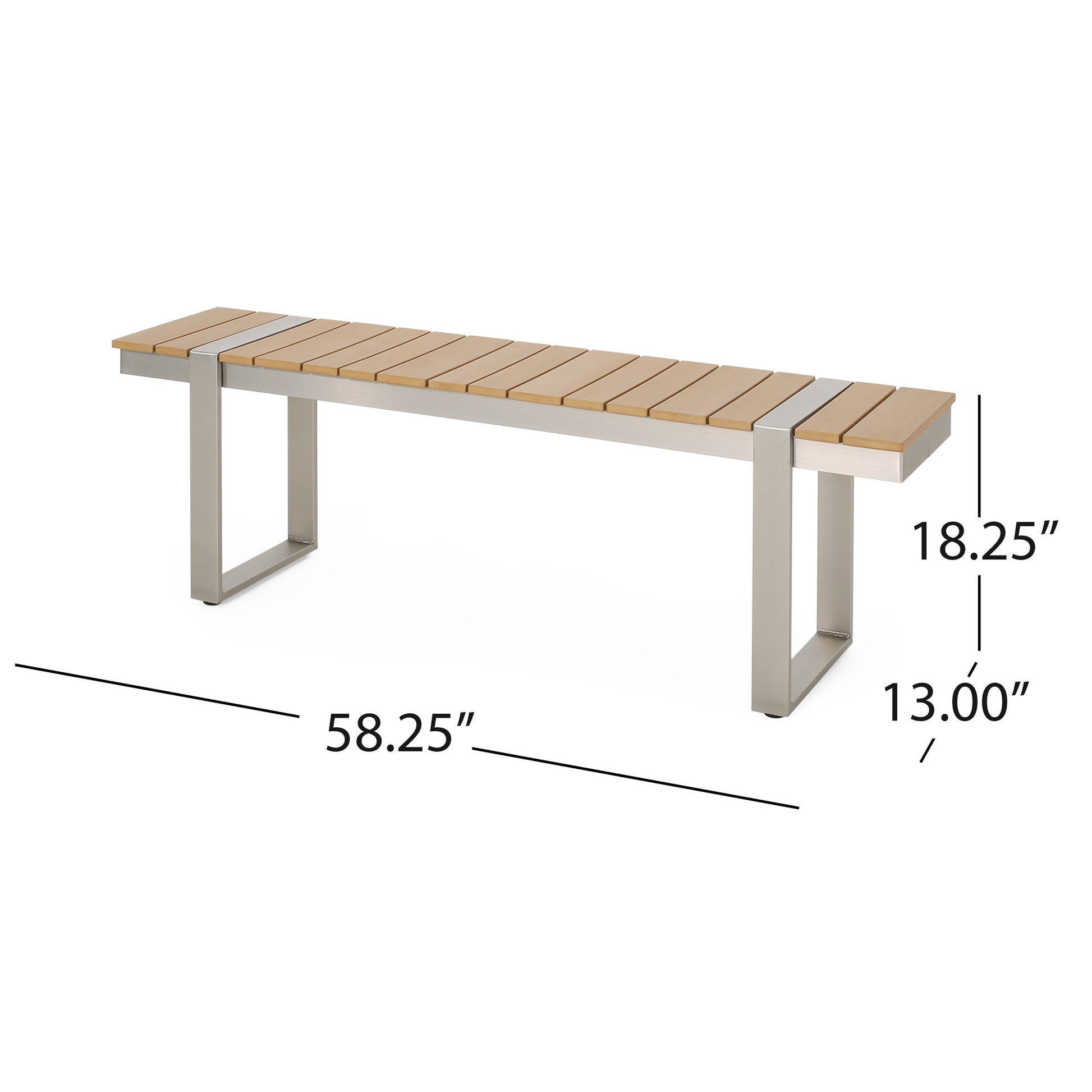 Dining Bench, Silver Natural Natural Wood