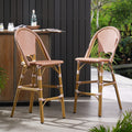 Wicker Bar Stool With Aluminum Frame Set Of 2 Rust Aluminium