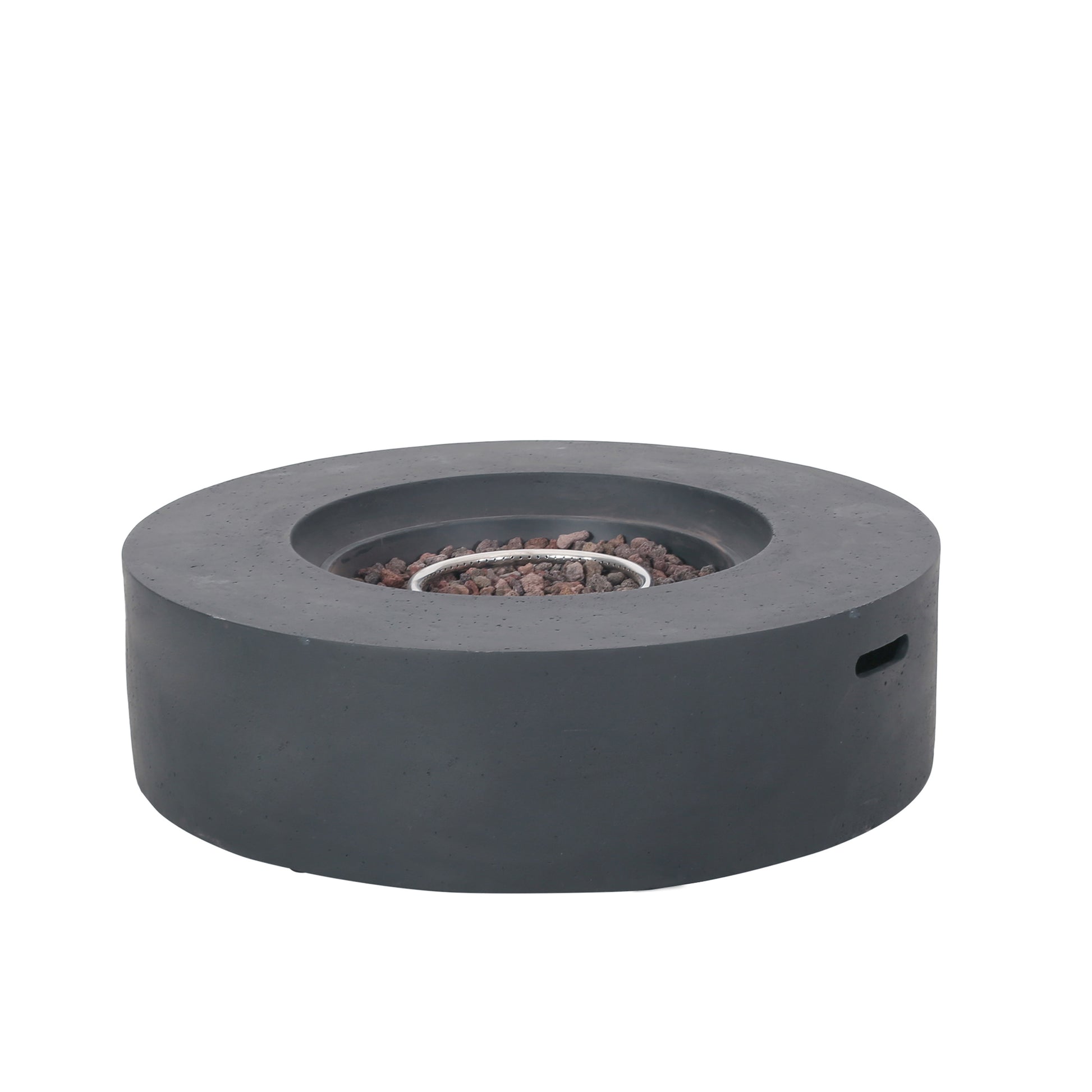 Lightweight Concrete Outdoor Circular Fire Pit, Dark Gray 50,000 Btu Tank Cover Not Included Dark Grey Magnesium Oxide